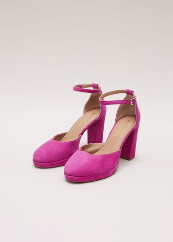 Phase Eight Suede Platforms Heels Pink Canada | TFIXCG-259